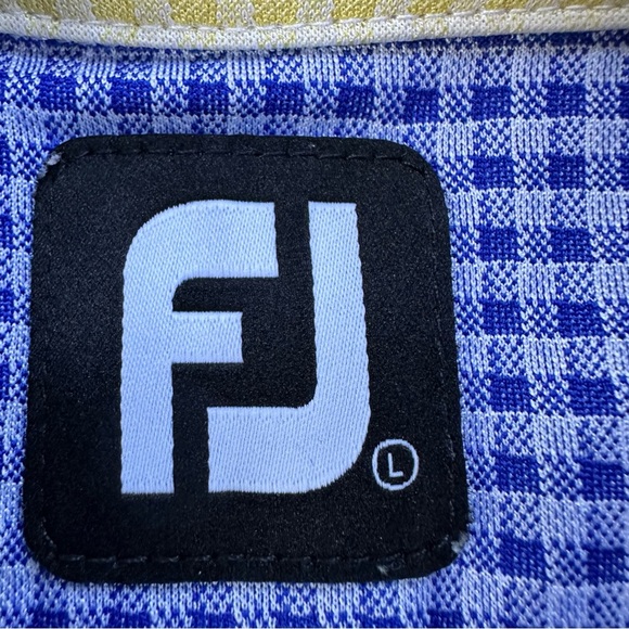 Footjoy Blue and White Gingham Patterned Golf Polo Size Large Mens - Picture 6 of 6